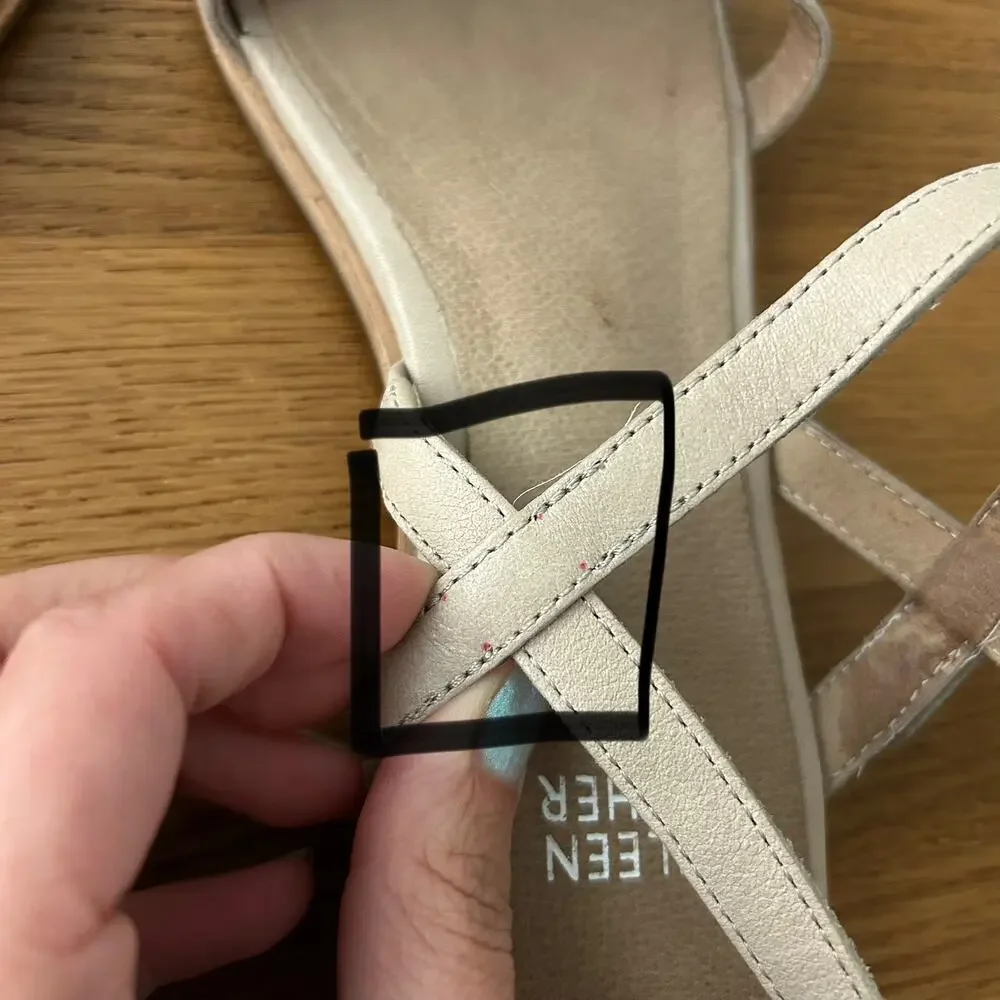 Eileen Fisher Cream leather strap flat sandal womens sz 7.5 normcore minimalist - Picture 7 of 7